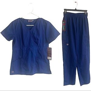 SIVVAN Navy Blue Short Sleeve Scrubs Set Size XS V-neck NEW WITH TAGS Elastic